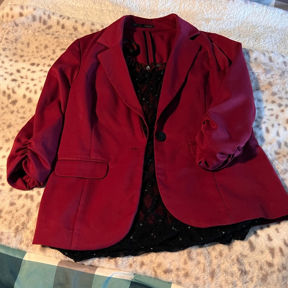 Cranberry blazer with matching tank top